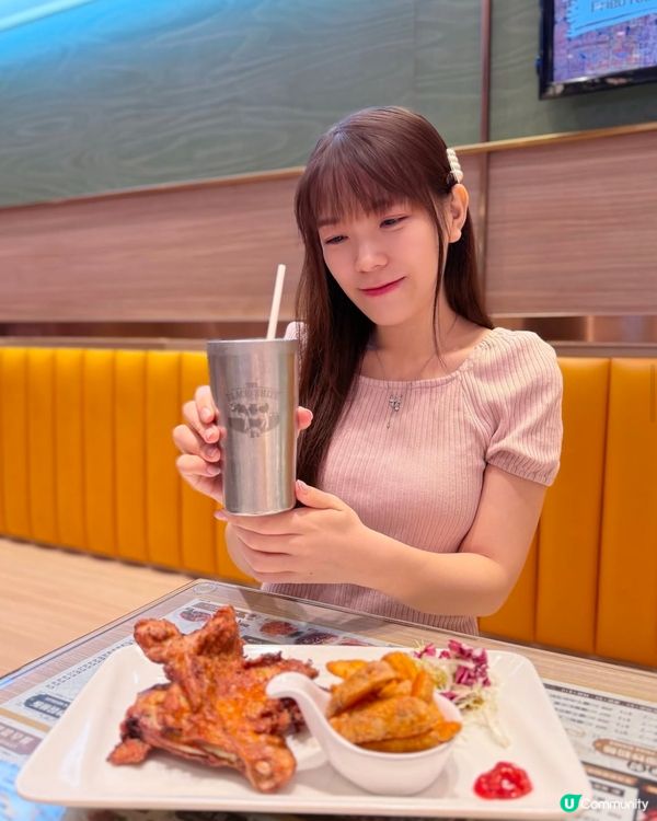 😋下午茶餐我至愛炸髀薯角加上凍奶茶😋