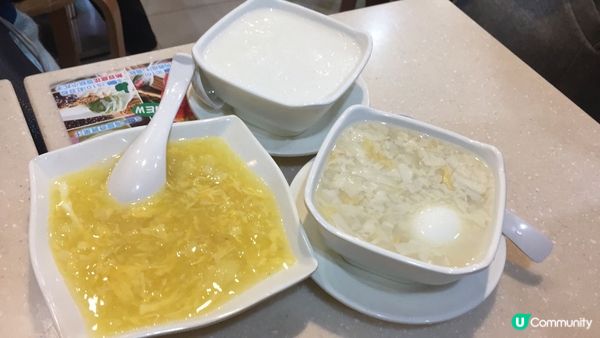 馬蹄露，腐竹雞蛋糖水，蛋白燉鮮奶