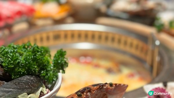 這次到了佐敦香江花月打邊爐，叫了一個海鮮花環套餐，湯底選了花...