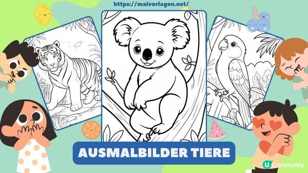 动物着色页 - 培养思维能力和注意力，解决问题并提高创造力