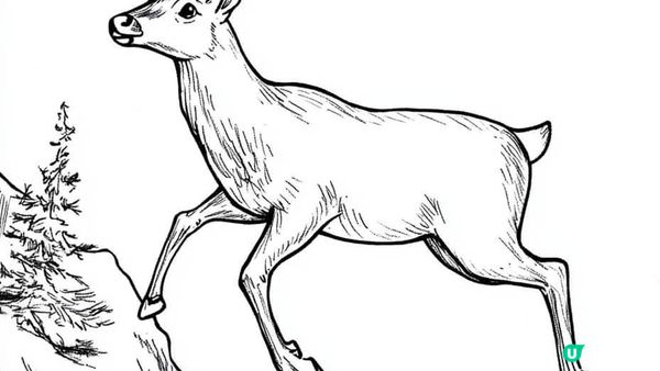 儿童涂色画：圣诞驯鹿涂色画