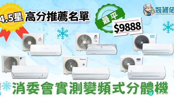 【裝修佬文章轉載】冷氣機測試報告：12款兩匹分體機的製冷效率最高相差逾27% 6款獲4.5星高分 最平唔使一萬蚊