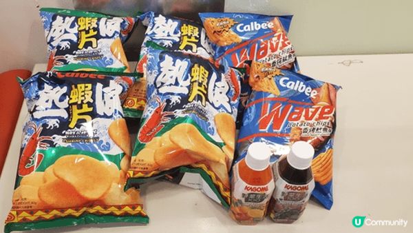用UU積FUN賞免費換咗，香烤魷魚味波浪薯片，熱浪香辣味蝦片...