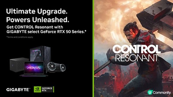 技嘉攜手 NVIDIA 推出 GeForce RTX™ 50 系列《CONTROL Resonant》遊戲套裝，全面升級遊戲體驗