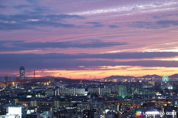 通天閣上看日落，夜景