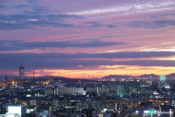 通天閣上看日落，夜景