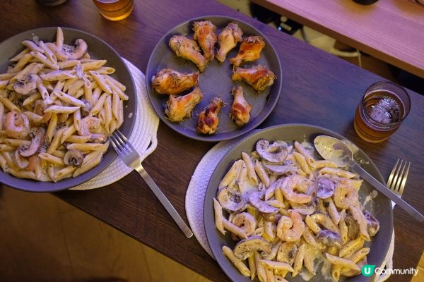 【思家廚房】大蝦白汁黑松露直通粉🦐