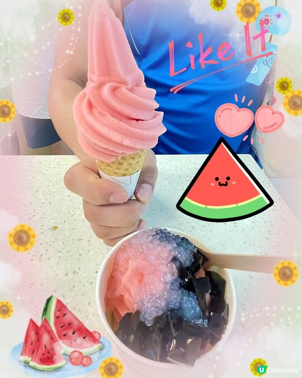 Ikea 西瓜味雪芭配西米涼粉