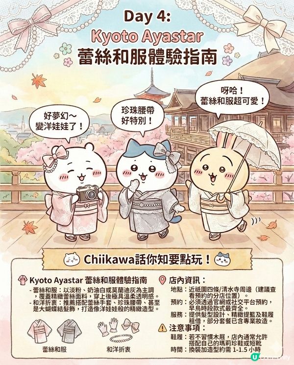 AI生成Chiikawa京都行程全攻略！i人的漫活療愈京都深度遊終極懶人包?!😏 Save低就可以直接出發京都！🌤️🎍🍃