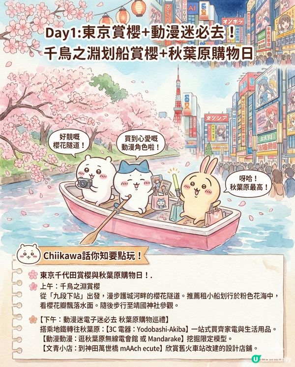 AI生成Chiikawa東京行程全攻略！日本初體驗必去景點終極懶人包?!😏 第一次去日本必去嘅東京景點！🌤️