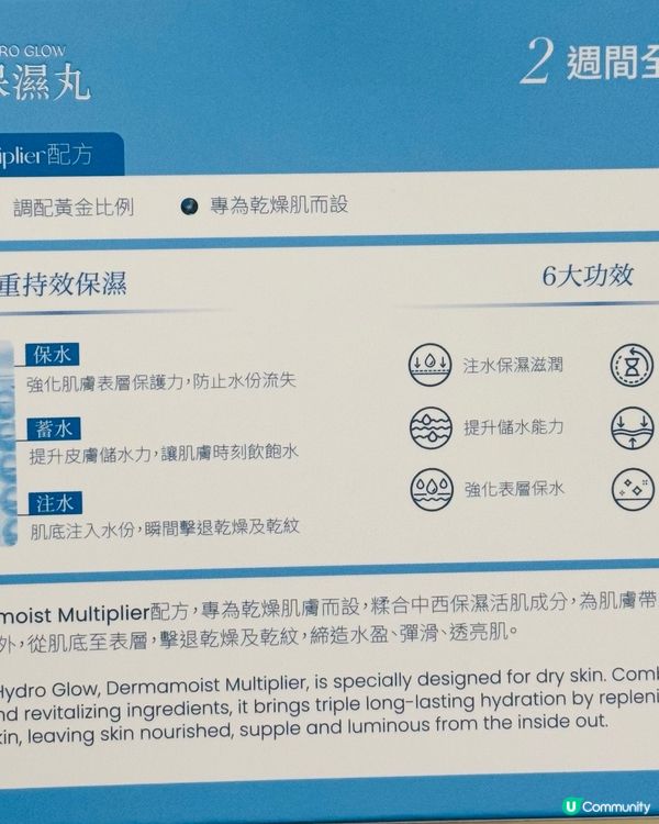 每日食2粒全身保濕，乾燥肌克星⭐️