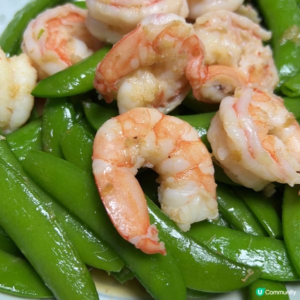 蜜糖豆炒蝦球🍤