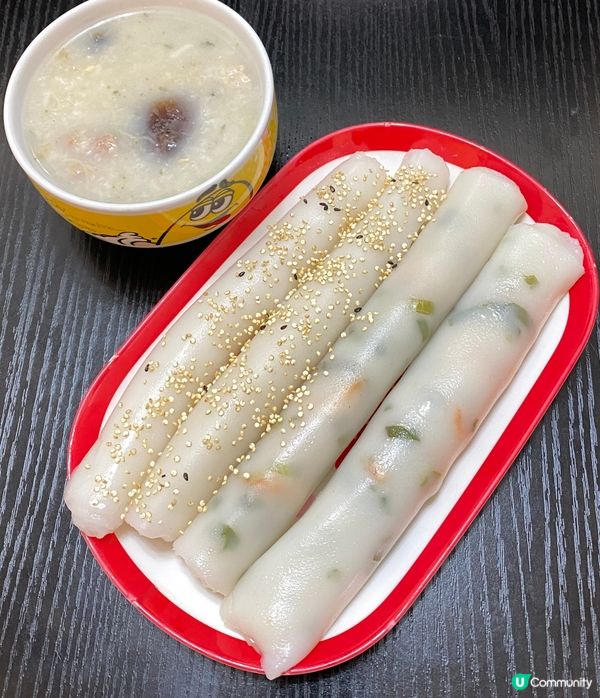 蒸焗爐蒸齋腸粉，蒸焗爐蒸櫻花蝦蔥花腸