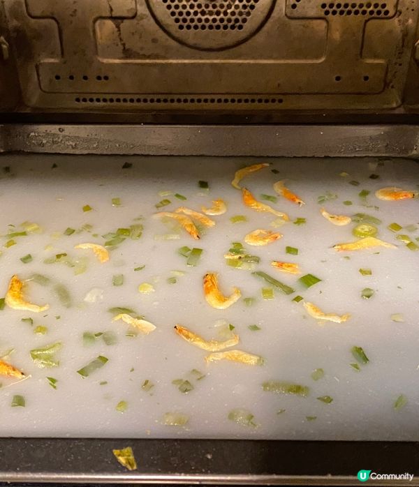 蒸焗爐蒸齋腸粉，蒸焗爐蒸櫻花蝦蔥花腸