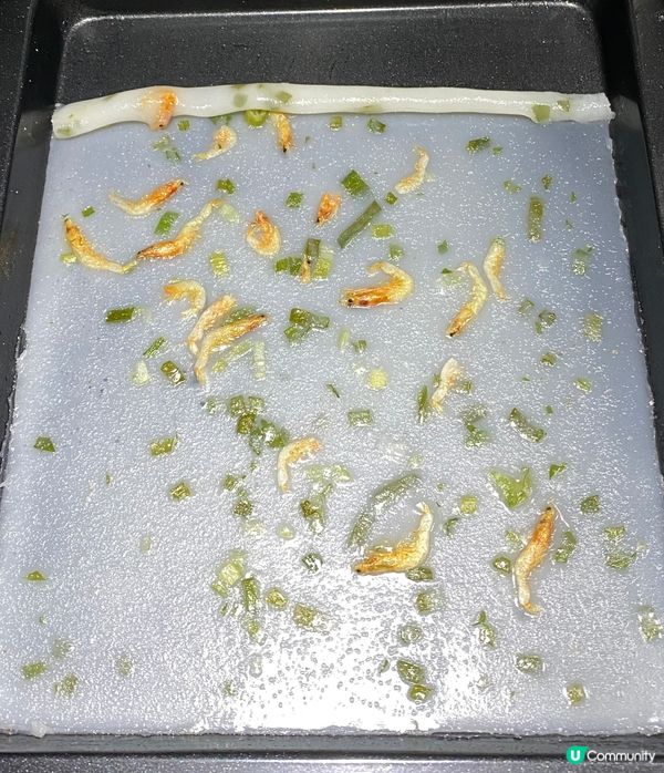 蒸焗爐蒸齋腸粉，蒸焗爐蒸櫻花蝦蔥花腸