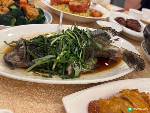晚餐在盈圖食飯，兩個套餐，燒鵝，石斑，西蘭花炒蝦都係368，