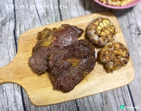 ［#情人節食譜］#氣炸牛扒伴烤蒜