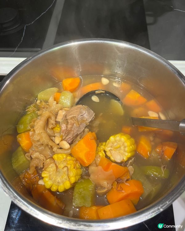 青紅蘿蔔粟米豬展鱈魚膠湯