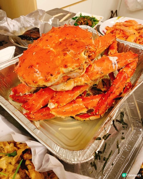 清蒸阿拉斯加長腳蟹🦀店員話即日返貨撈起👍🏻 即叫即蒸！ 肉質...