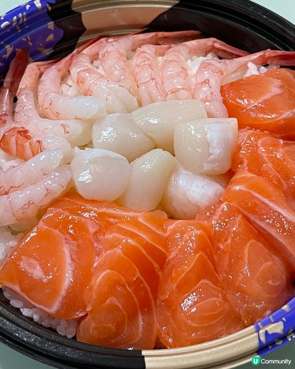 厚切三文魚甜蝦丼，夠足，三文魚夠厚身！