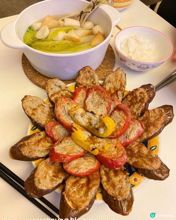 🥢 #是日晚餐 👉🏻 用氣炸鍋做嘅煎釀三寶 ·