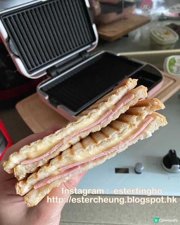 🥪 #牛油果火腿芝士熱壓三文治 