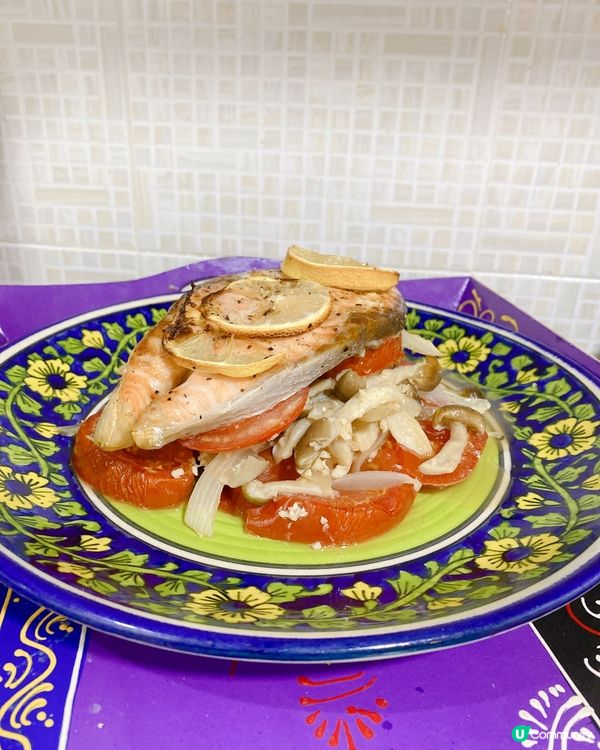 焗蕃茄菇菇洋蔥🧅三文魚