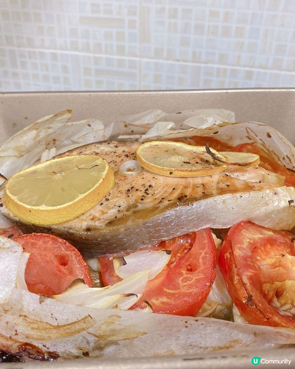 焗蕃茄菇菇洋蔥🧅三文魚