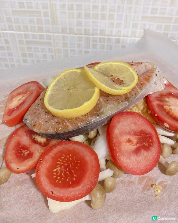 焗蕃茄菇菇洋蔥🧅三文魚