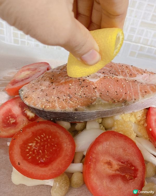 焗蕃茄菇菇洋蔥🧅三文魚