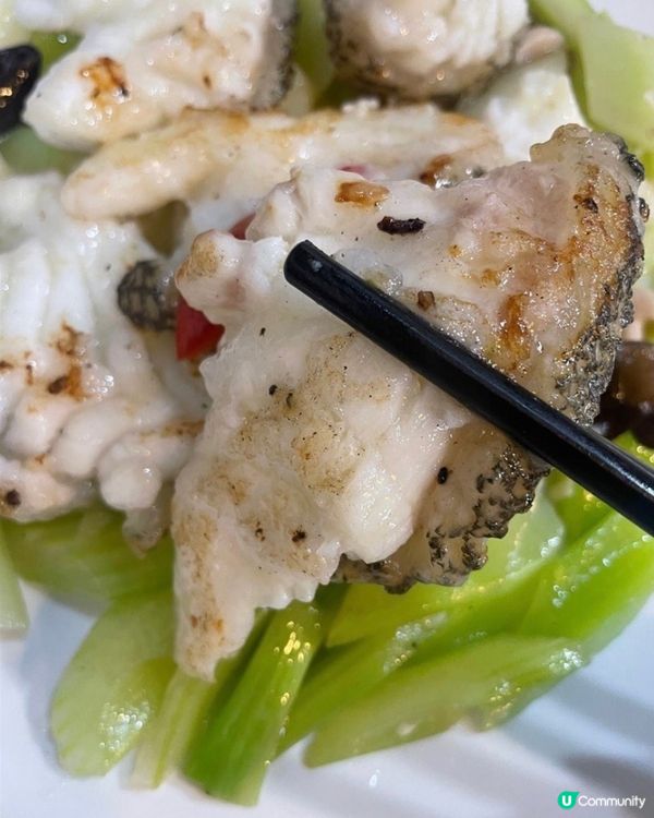 翡翠炒斑球，好有鑊氣，配西芹，黑木耳和雜菌一齊炒，魚肉幾爽口...