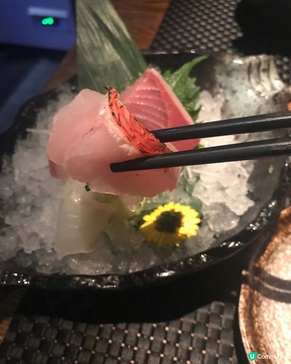 刺身魚，有四款，二切師魚刺身，金目鯛刺身，兩件池魚王刺身，刺...