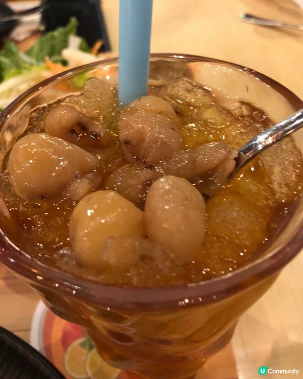 龍眼冰食泰國菜必叫飲品，龍眼肉大大粒，甜甜地非常新鮮👍