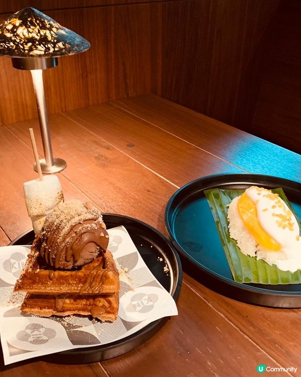 是日打咭甜品：雪糕waffle & 椰汁芒果糯米飯