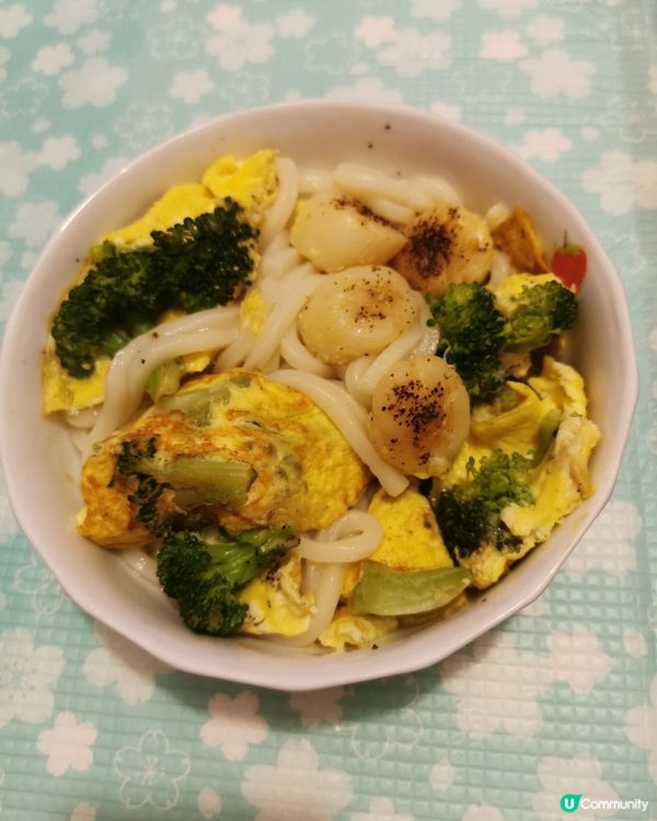 西蘭花抄蛋帶子烏冬