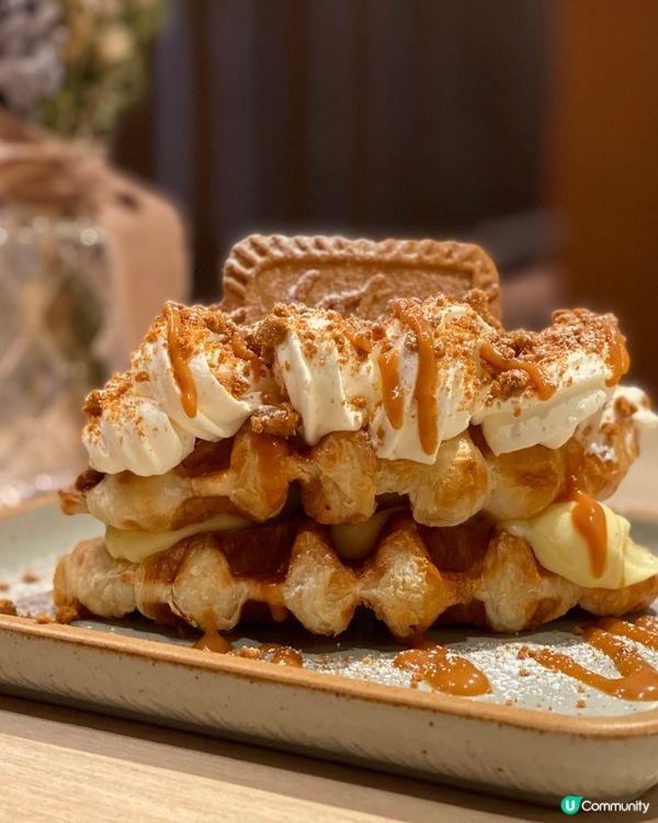 甜蜜負荷❤️海鹽焦糖牛角包窩夫 