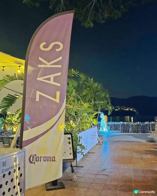 愉景灣海邊飲勁大杯芒果汁