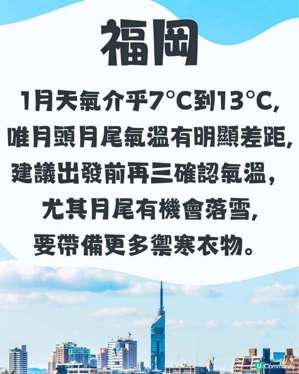 日本1月天氣一覽🗻（附穿搭建議🧥）