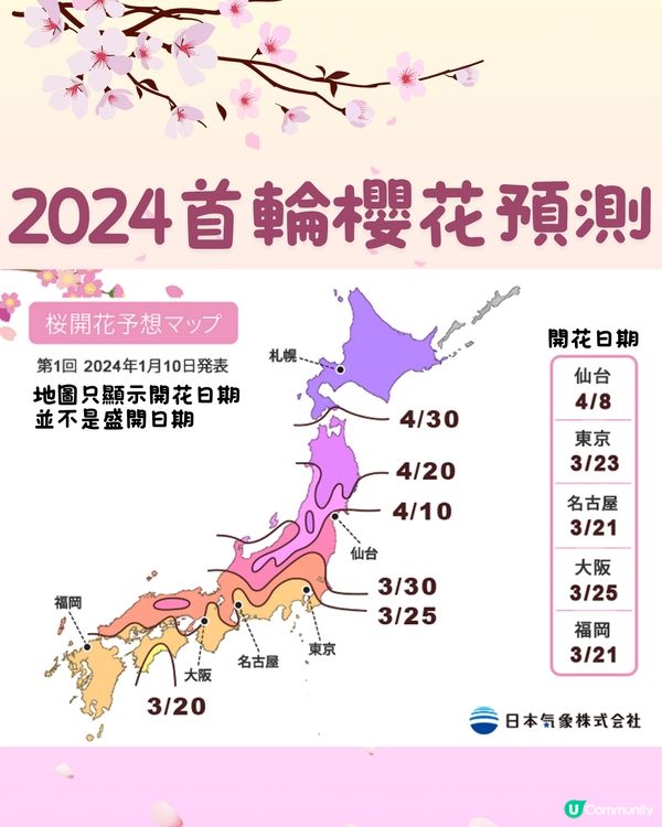 2024首輪櫻花預測🌸