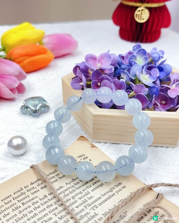 時尚水晶飾物💎大珠碎冰海藍寶水晶手鍊📿