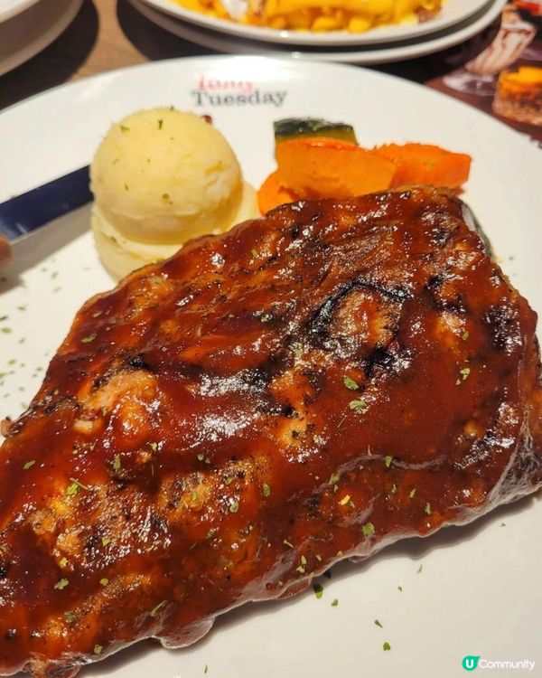 經典美式美食😚Ruby Tuesday爆谷奶昔燒排骨