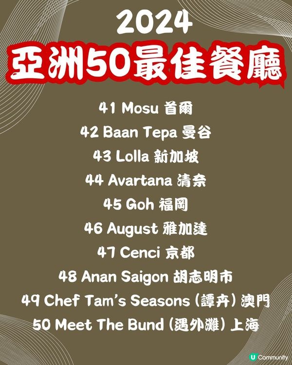 2024亞洲50最佳餐廳⭐️新加坡篇9間餐廳入圍 附餐廳地址
