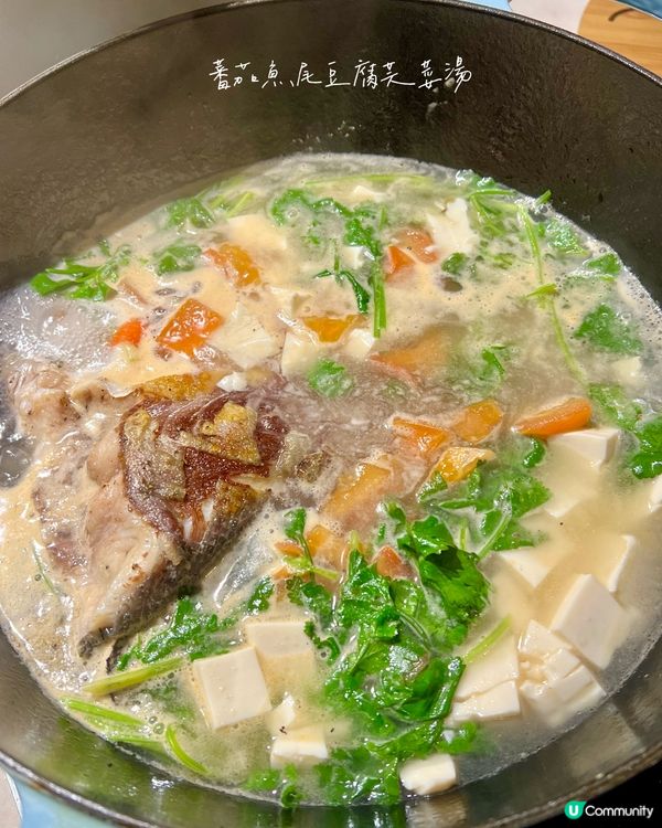 蕃茄魚尾豆腐芫荽湯