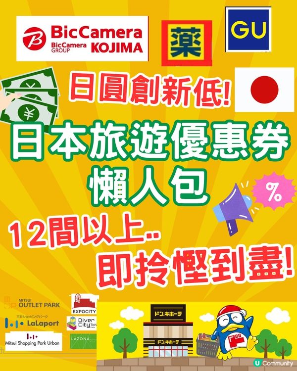 日圓創新低 即拎日本旅遊優惠券慳到盡‼️共12間以上