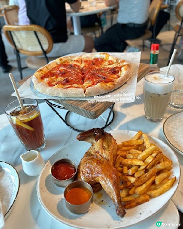 【觀塘 食記】又嚟嘆個 brunch ♥ 意式辣肉腸薄餅。葡式香辣燒雞配薯條 ♥ Flames 海濱滙