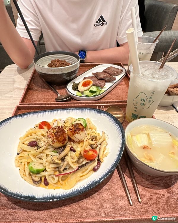 夏日清新菜式🥢烏魚子元貝手作麵