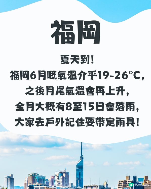福岡6月天氣附文青穿搭建議✨外遊必save
