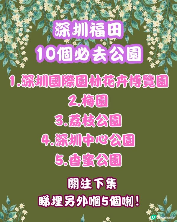 深圳福田10個必去公園-上集💐
