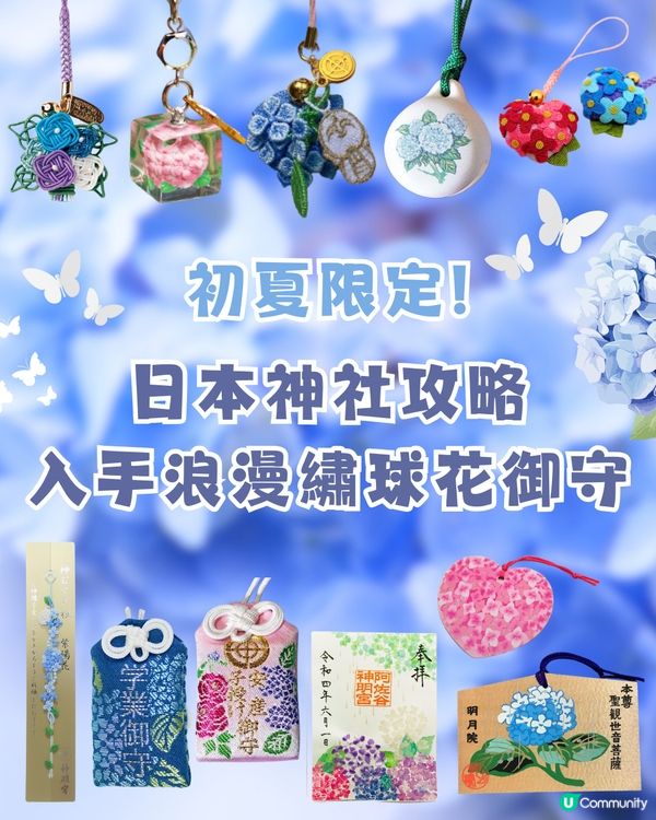 日本神社攻略⛩️入手初夏限定浪漫繡球花御守🎐💙