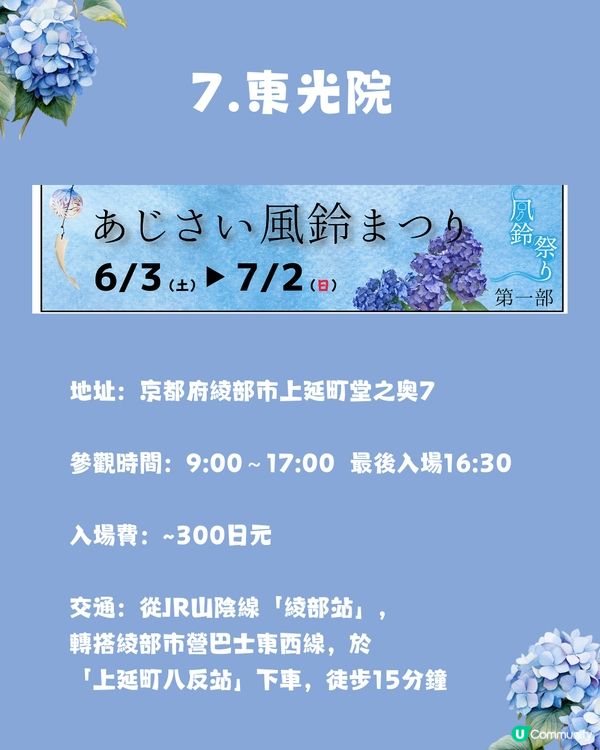京都7大繡球花觀賞地😍10萬棵繡球花超震撼 西日本最大規模💙